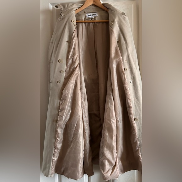 Liz Claiborne Womens Double Breasted Khaki Belted Classic Trench Coat Size XL - Picture 10 of 16